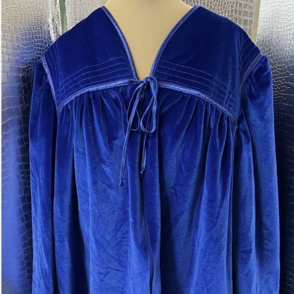she wore blue velvet Kathy White VTG Robe Sz 3XL lounger duster Knee Long EUC